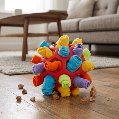 Interactive dog snuffle ball with treat compartment