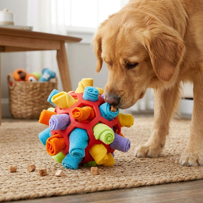 Interactive dog snuffle ball with treat compartment