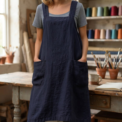 Women's apron dress - Adjustable fit, cross-back design and pockets