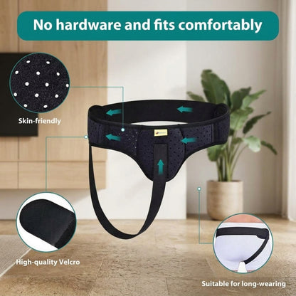 Adjustable hernia support belt with removable compression pad