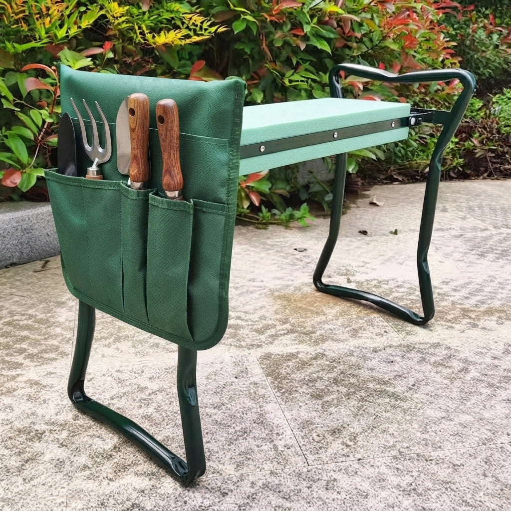 2-in-1 garden kneeler seat - Cushioned support with tool pockets
