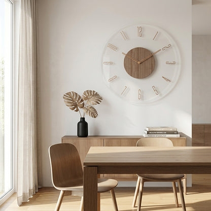 Modern wooden wall clock with silent movement – Minimalist natural style