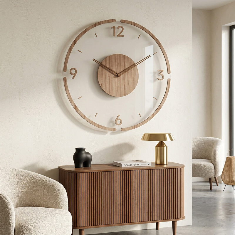 Modern wooden wall clock with silent movement – Minimalist natural style
