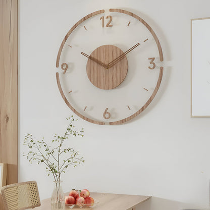 Large Modern Wall Clock with Silent Mechanism – Natural Wooden Design for Stylish Interiors
