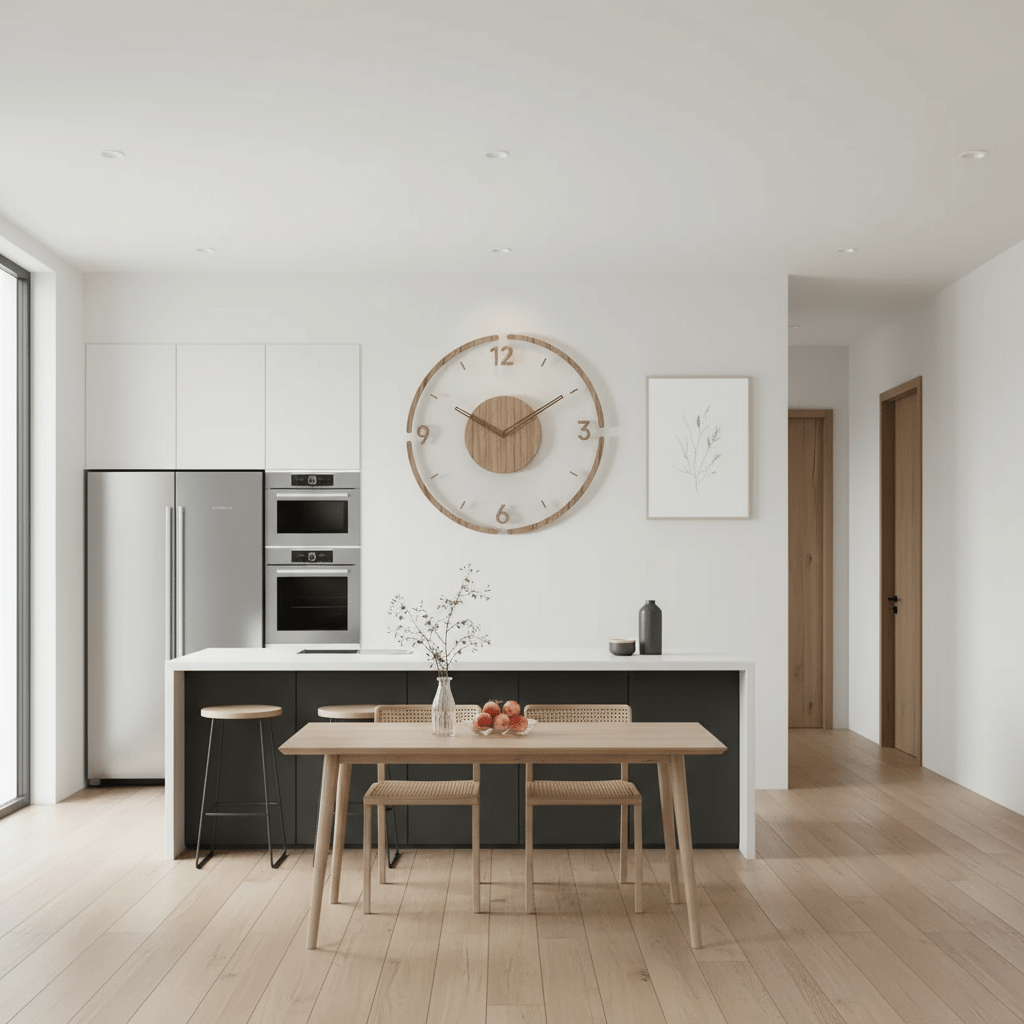 Large Modern Wall Clock with Silent Mechanism – Natural Wooden Design for Stylish Interiors