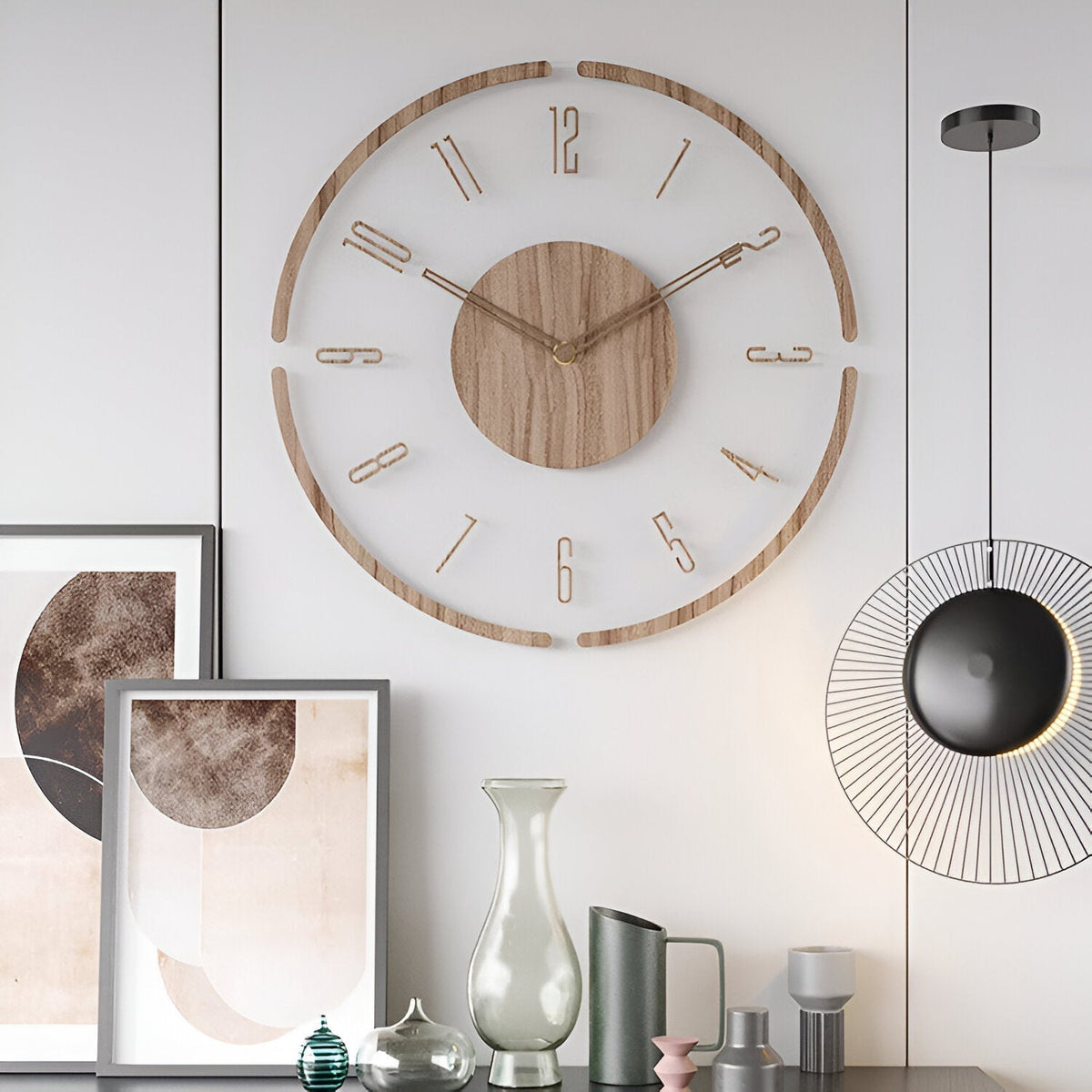 Large Modern Wall Clock with Silent Mechanism – Natural Wooden Design for Stylish Interiors