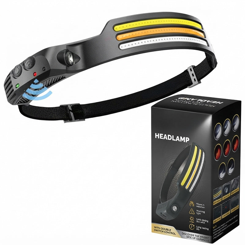 Rechargeable LED headlamp - 230° wide beam with 3 light modes