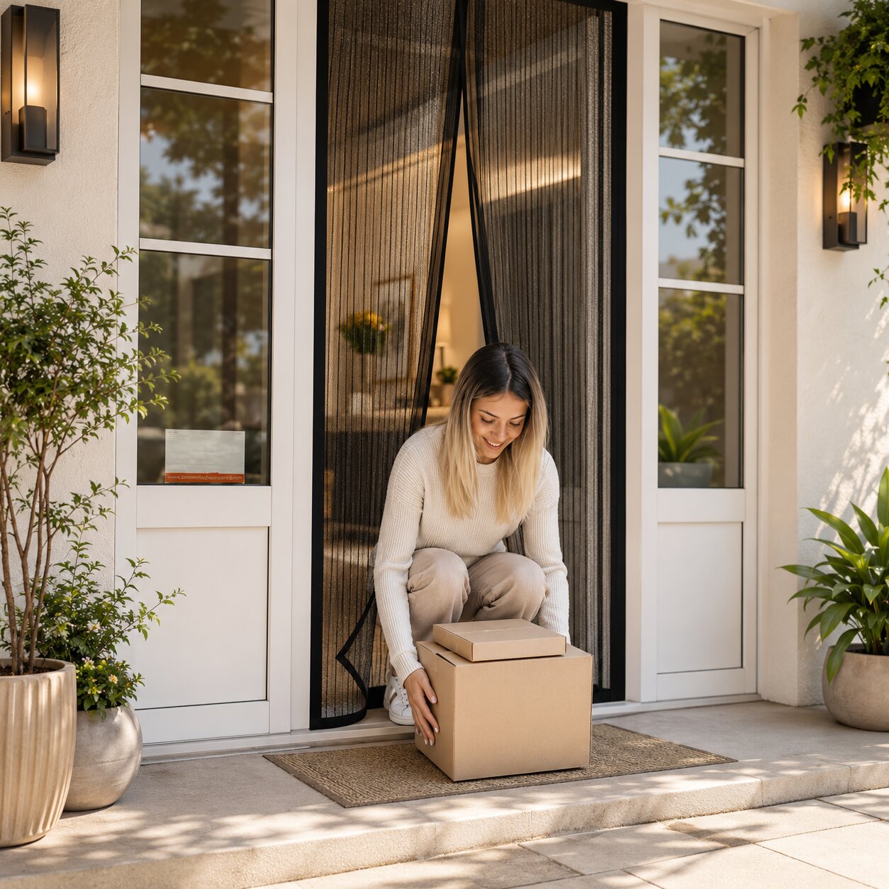 Elsie Hands-Free Magnetic Fly Screen Door - Self-Closing Mesh Curtain