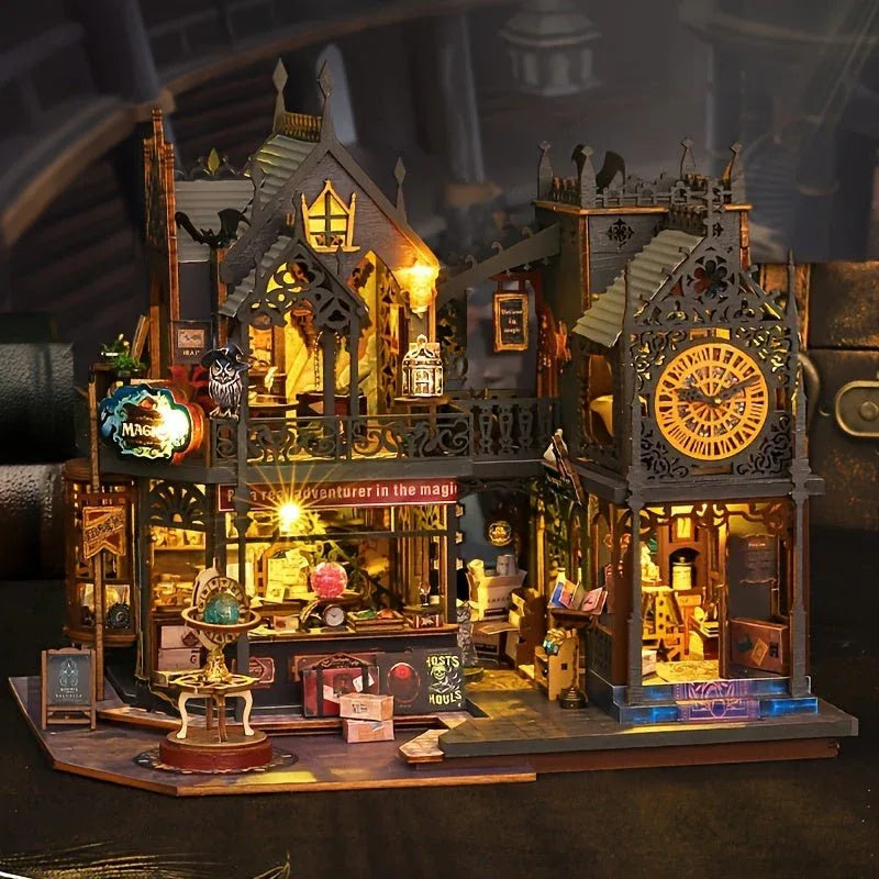 Maison Livre Captivante – Puzzle 3D en Bois avec Éclairage Magique