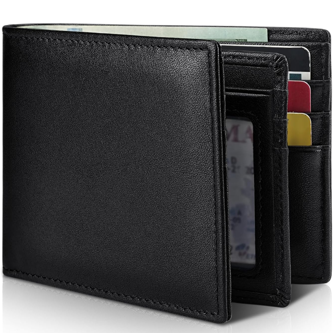 Men's Genuine Leather Bifold Wallet with RFID Protection