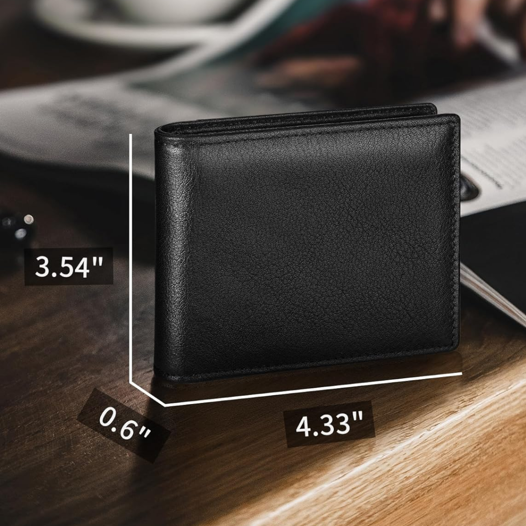 Men's Genuine Leather Bifold Wallet with RFID Protection