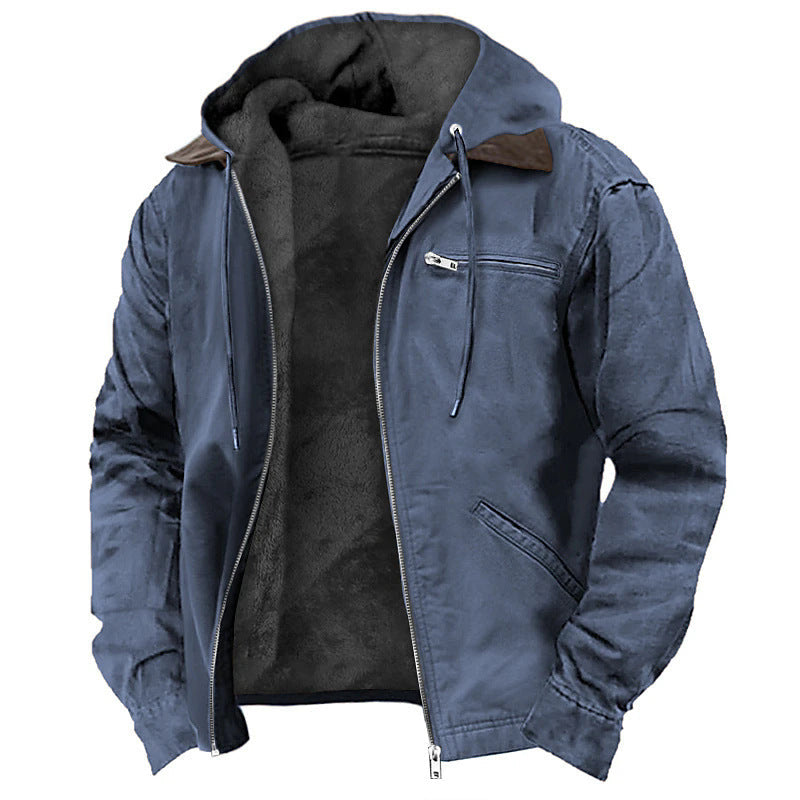 Men's Hooded Jacket with Zip Front