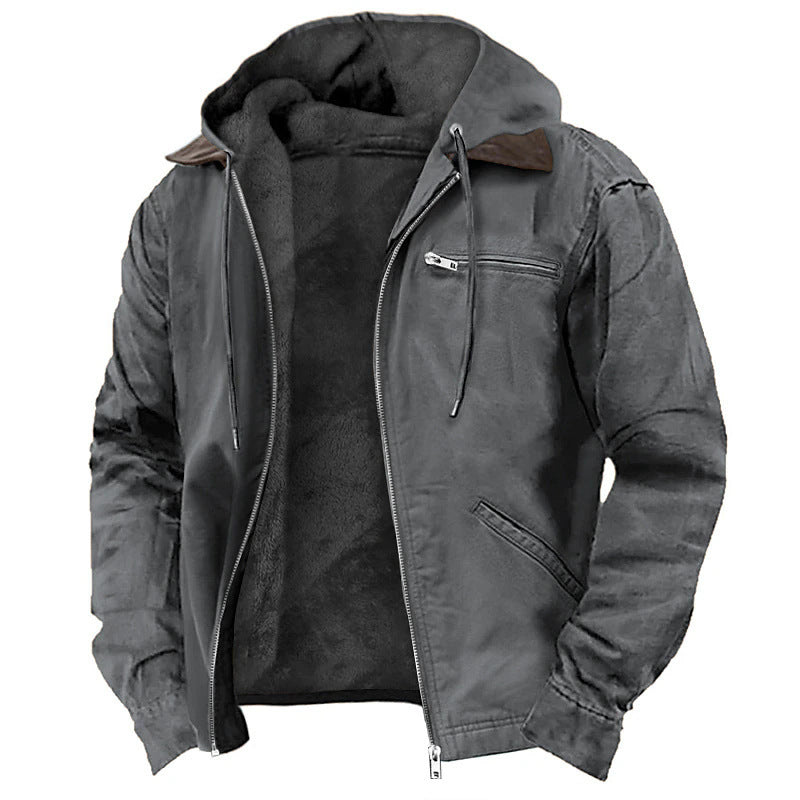 Men's Hooded Jacket with Zip Front