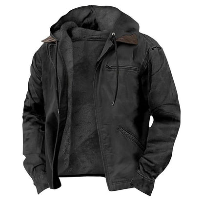 Men's fleece-lined hooded jacket - Zip front relaxed fit