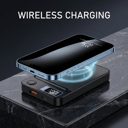 Portable 10000mAh power bank with 22.5W charging and LED display - Slim wireless design