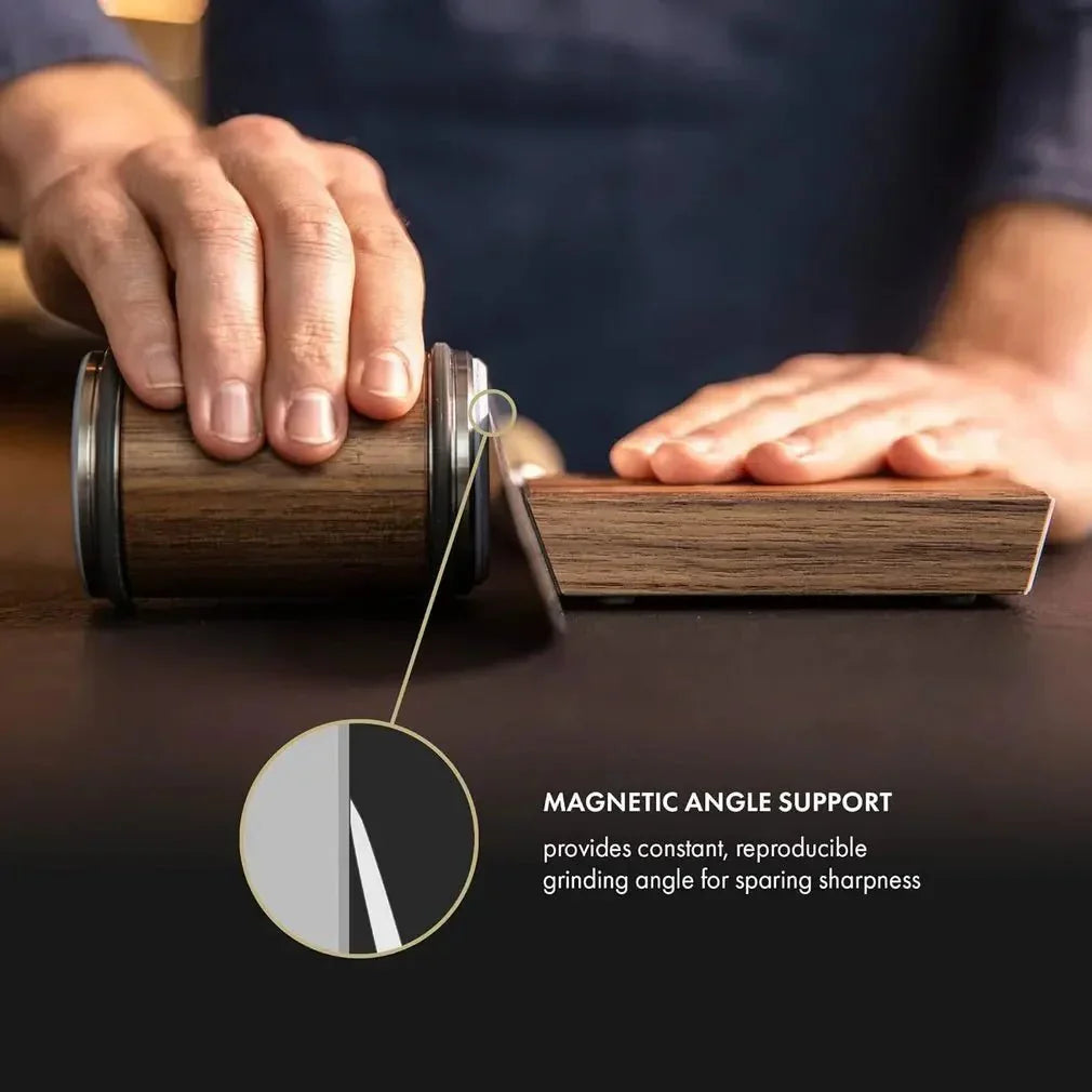 Diamond-coated roller knife sharpener for straight-edged kitchen knives