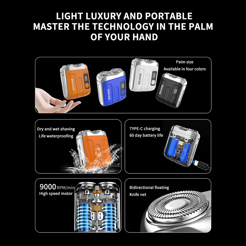 Portable Mini Men's Electric Shaver – Compact & rechargeable – Wet/dry use, perfect for travel or gym bag – quick and smooth shave