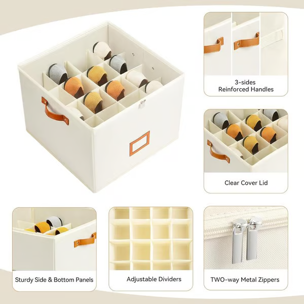 Fabric Shoe Organiser Storage Box – Foldable, Large Capacity, Dustproof & Breathable for Closet & Bedroom
