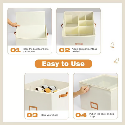 Fabric Shoe Organiser Storage Box – Foldable, Large Capacity, Dustproof & Breathable for Closet & Bedroom