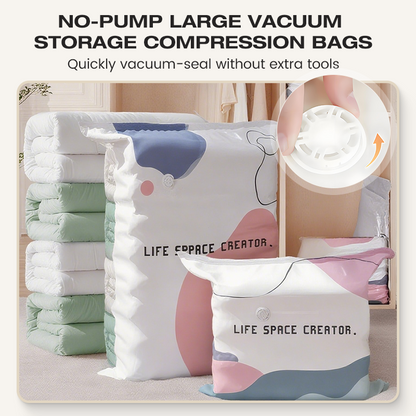 Large Compressible Vacuum Storage Bag – Pump-Free, Watertight & Ideal For Saving Space In Suitcases And At Home