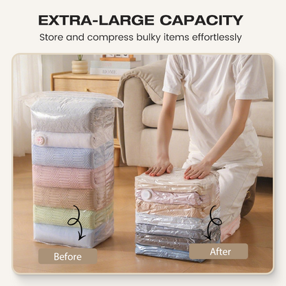 Large Compressible Vacuum Storage Bag – Pump-Free, Watertight & Ideal For Saving Space In Suitcases And At Home