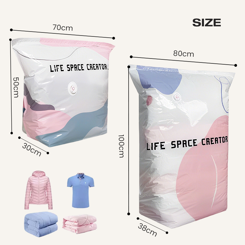 Large Compressible Vacuum Storage Bag – Pump-Free, Watertight & Ideal For Saving Space In Suitcases And At Home
