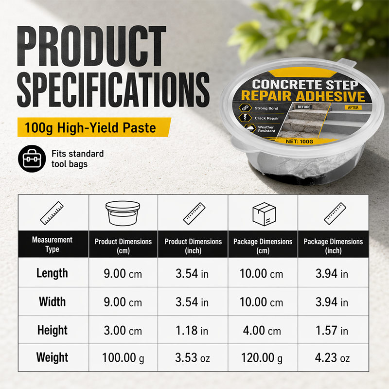 Concrete Step Repair Adhesive – Permanently bonds cracked stairs & walkways. Weatherproof – resists heat, ice & rain. Walk safely again