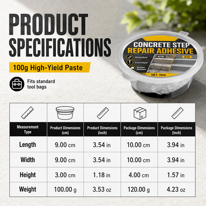 Concrete Step Repair Adhesive – Permanently bonds cracked stairs & walkways. Weatherproof – resists heat, ice & rain. Walk safely again