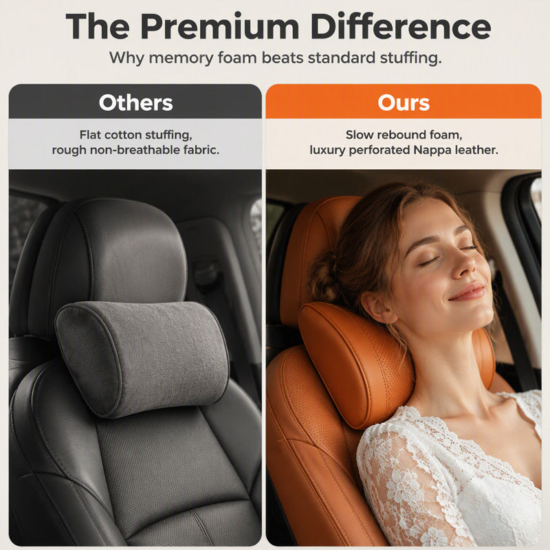 Memory Foam Car Neck Pillow – 3D contoured support, slow‑rebound foam. Reduces neck pressure on long drives – drive in comfort