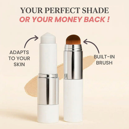 2-in-1 foundation stick with built-in brush for easy application