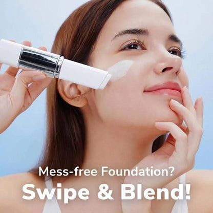 2-in-1 foundation stick with built-in brush for easy application
