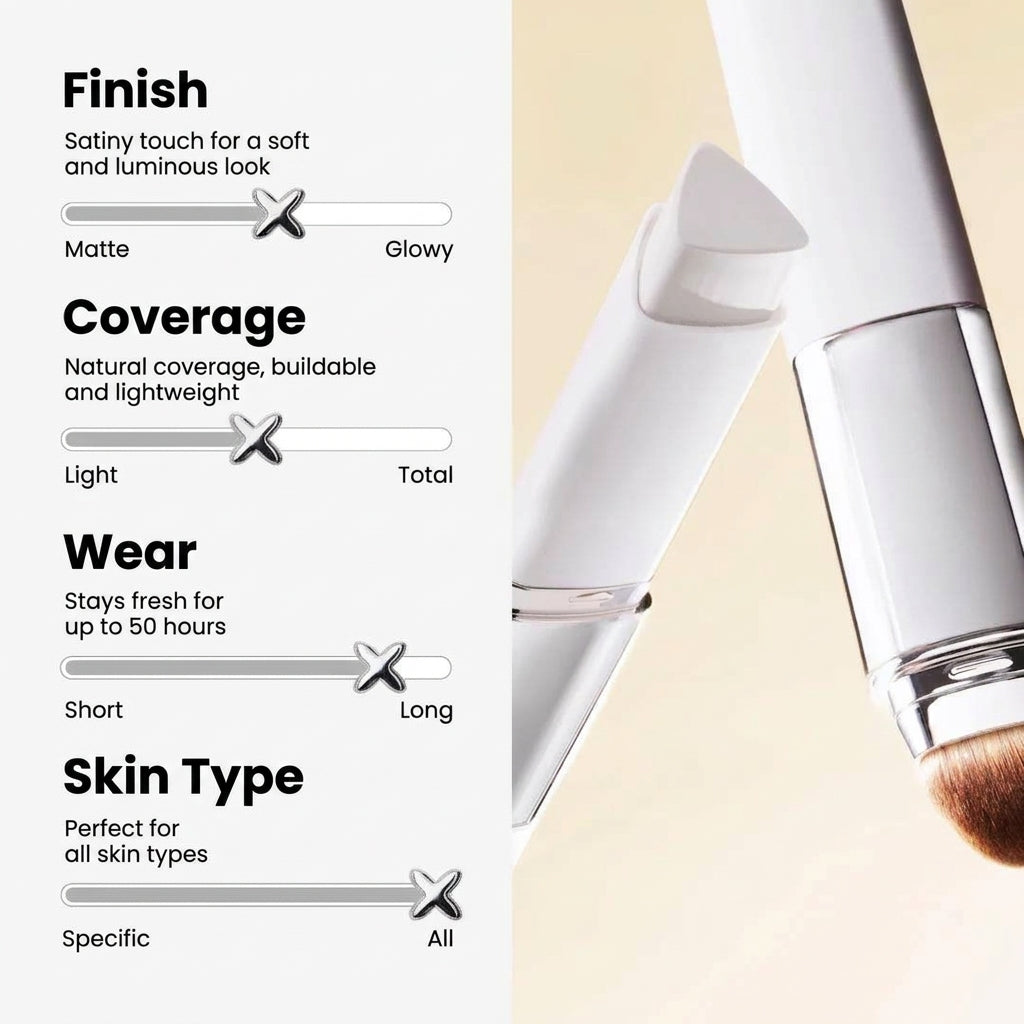2-in-1 foundation stick with built-in brush for easy application