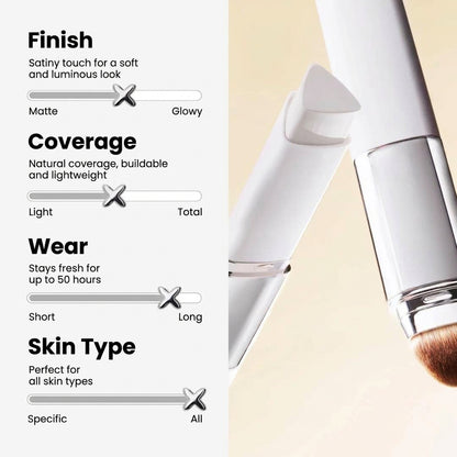 2-in-1 foundation stick with built-in brush for easy application
