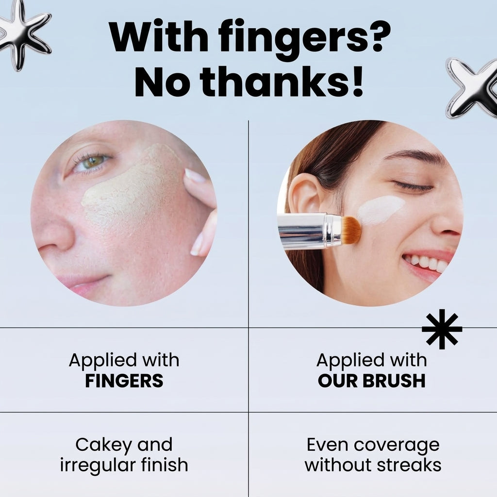 2-in-1 foundation stick with built-in brush for easy application
