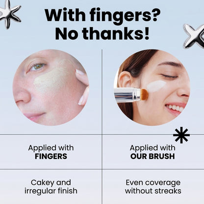 2-in-1 foundation stick with built-in brush for easy application