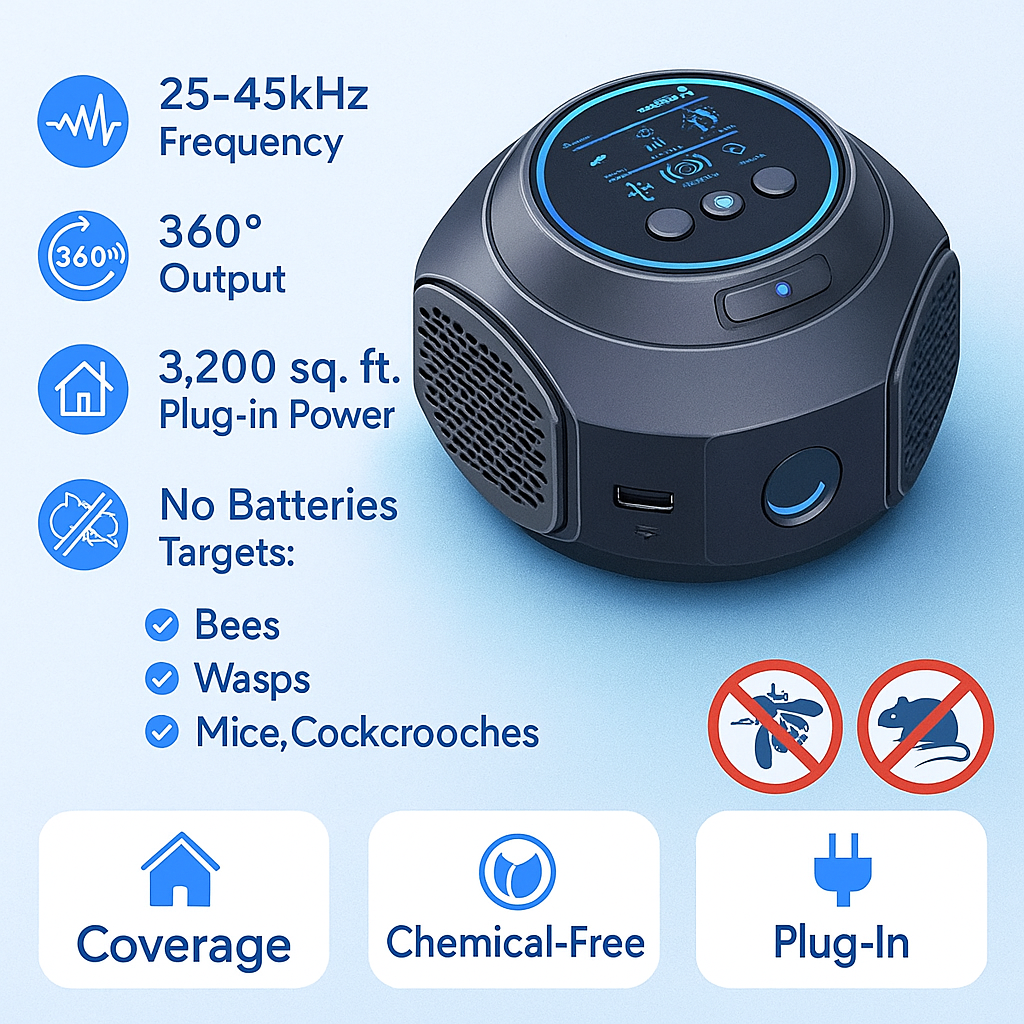 Elsie Ultrasonic Plug-In Pest Deterrent - Indoor and Outdoor, Black or White