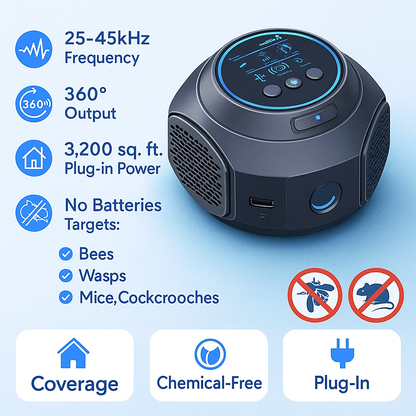 Elsie Ultrasonic Plug-In Pest Deterrent - Indoor and Outdoor, Black or White