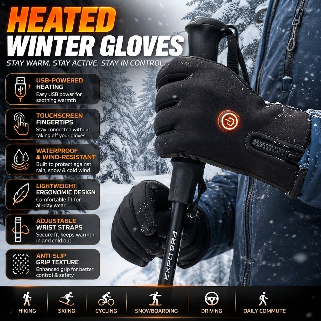 Heated winter gloves | Touchscreen, water-resistant and USB powered