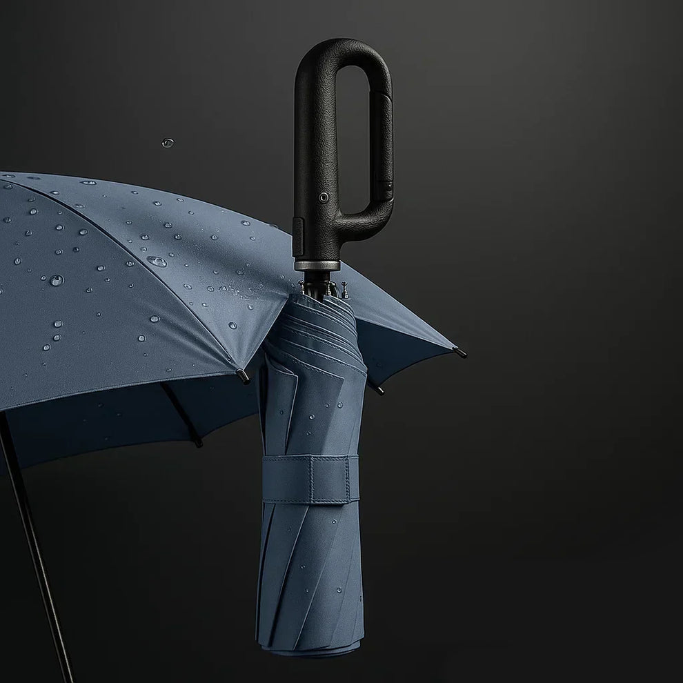 Windproof folding umbrella - Automatic open, reflective strip and 10-rib frame