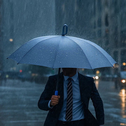 Windproof folding umbrella - Automatic open, reflective strip and 10-rib frame